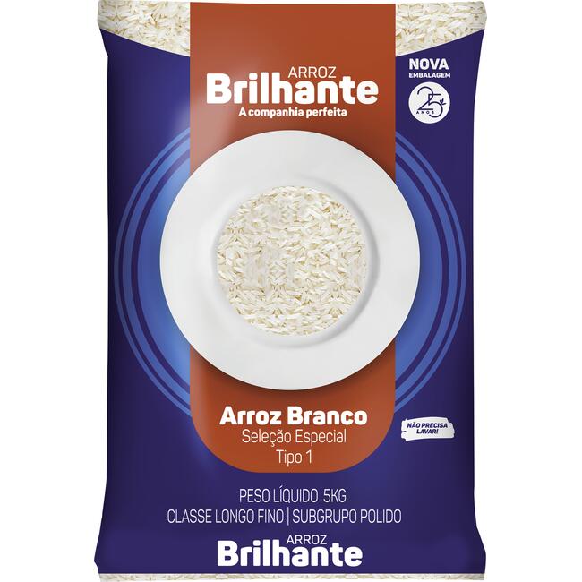 Arroz Brilhante Agulhinha - Tipo 1 5kg
