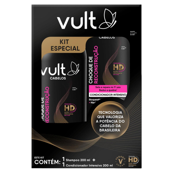 Conjunto Vult 200ml - Shampoo + Condicionador - Choque de Reconstrução