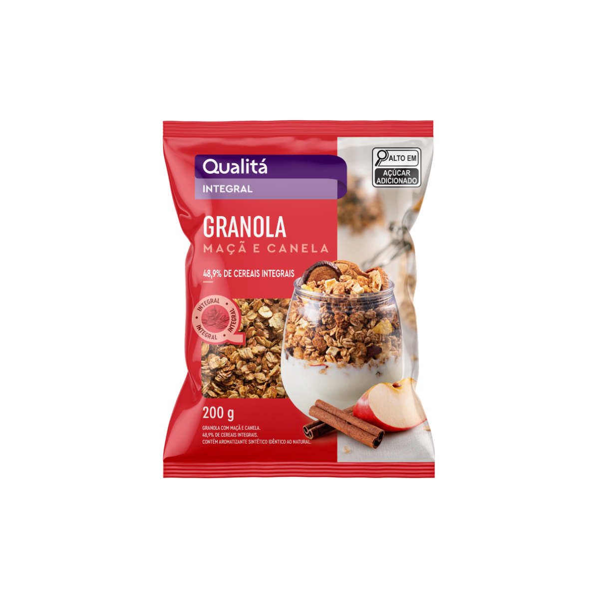 Granola QUALITÁ Castanha, Maçã e Canela Pacote 200g