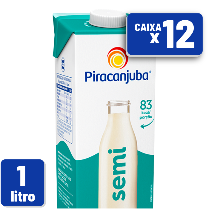 Leite Piracanjuba Semidesnatado Tetra Pak 1L Caixa c/ 12 un
