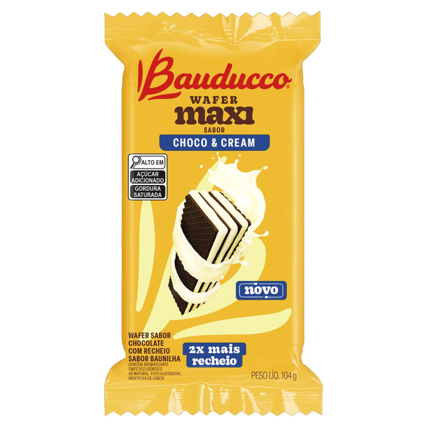 Bisccoito Wafer BAUDUCCO Maxi Choco & Cream 104g