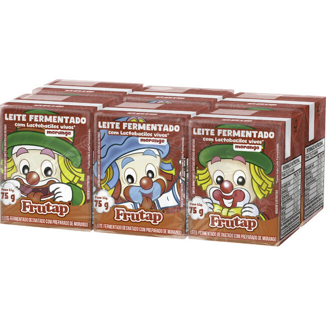 Leite Fermentado Frutap Patati e Patatá Morango 6x75g