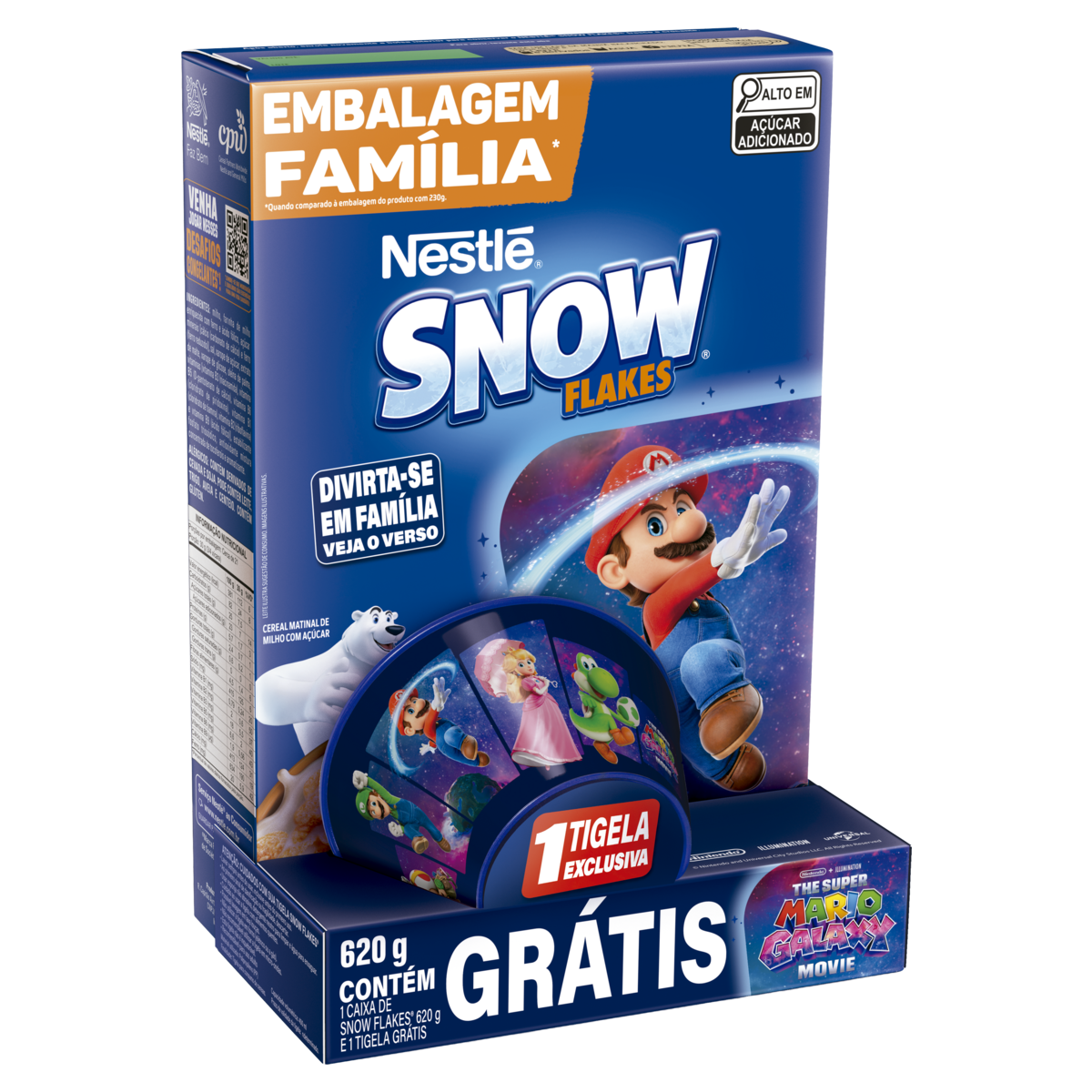 Kit Cereal Matinal Snow Flakes 620g Grátis Tigela Exclusiva Embalagem Econômica