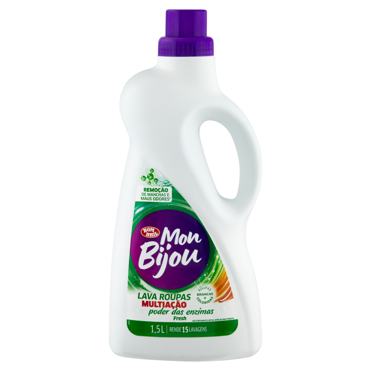 Lava-Roupas Líquido Roupas Brancas e Coloridas Fresh Mon Bijou Multiação Frasco 1,5l