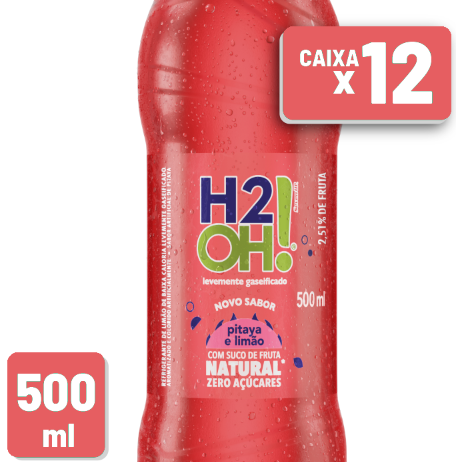 Refrigerante H2Oh Pitaia e Limão Pet 500ml Caixa c/ 12 un