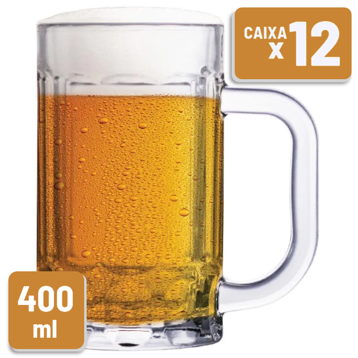Caneca Melbourne Vidro 400ml Caixa c/ 12 Un