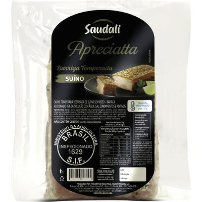 Barriga Suína Saudali Cong Temperada Preço por quilo na peça