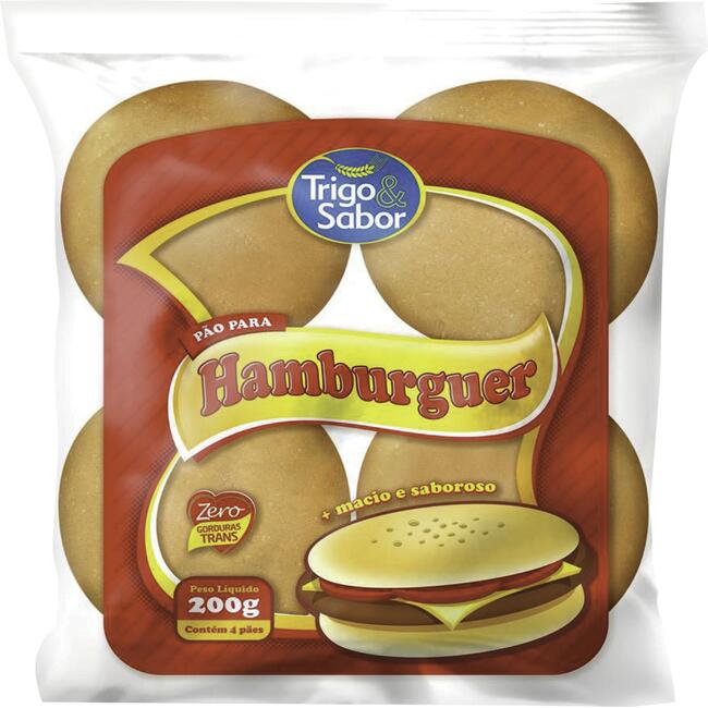 Pão de Hambúrguer Trigo e Sabor 200g