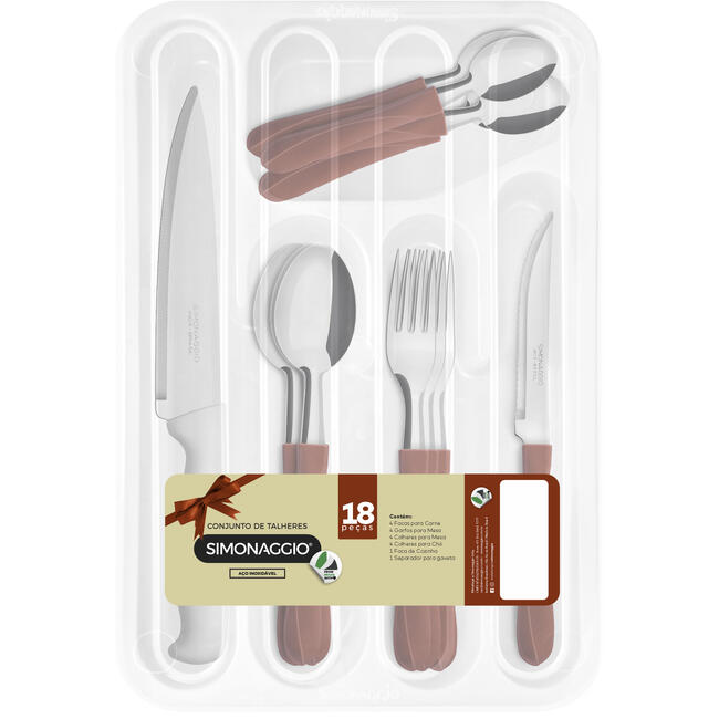 Conjunto de Talheres Simonaggio Vermelho 18 peças un