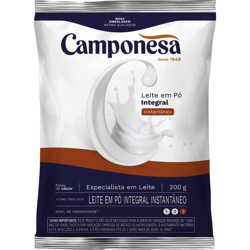 Leite em Pó Integral Camponesa Instantâneo 200g
