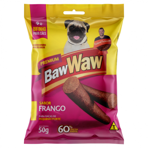 Bifinho Para Cães Adultos Raças Pequenas Frango Baw Waw Premium Pacote 50g