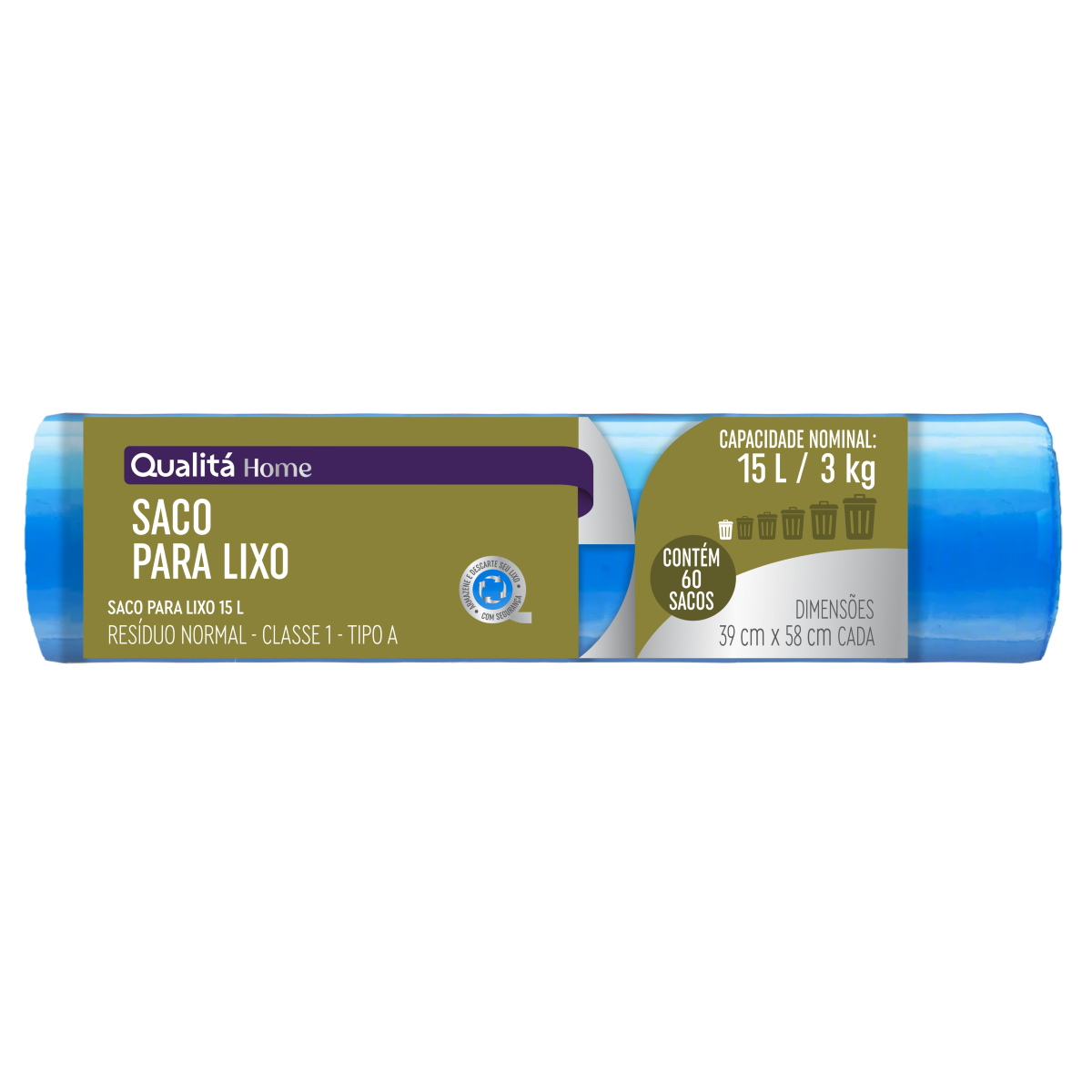 Saco para Lixo 15l Qualitá 60 Unidades