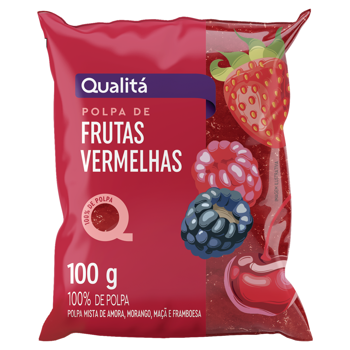 Polpa de Frutas Vermelhas Qualitá Pacote 100g