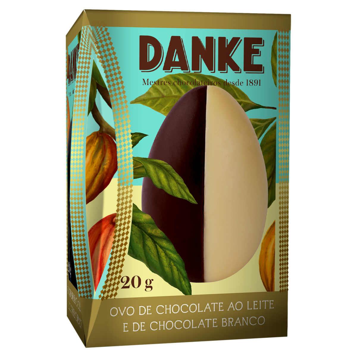 Ovo de Páscoa ao Leite e Branco Danke Caixa 20g