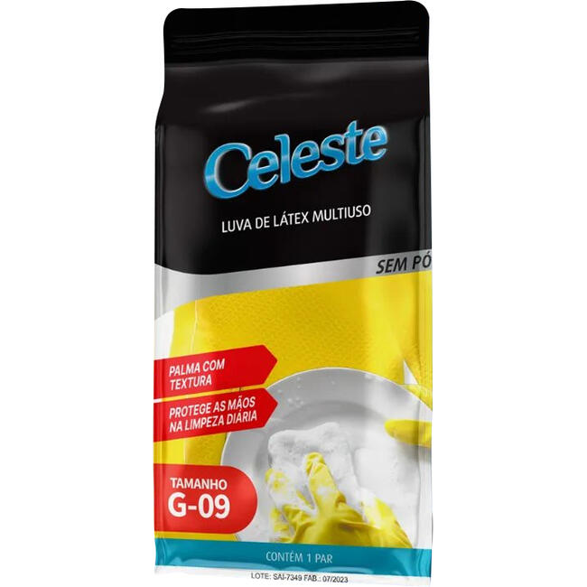 Luva de Látex Celeste Amarela G 1 par