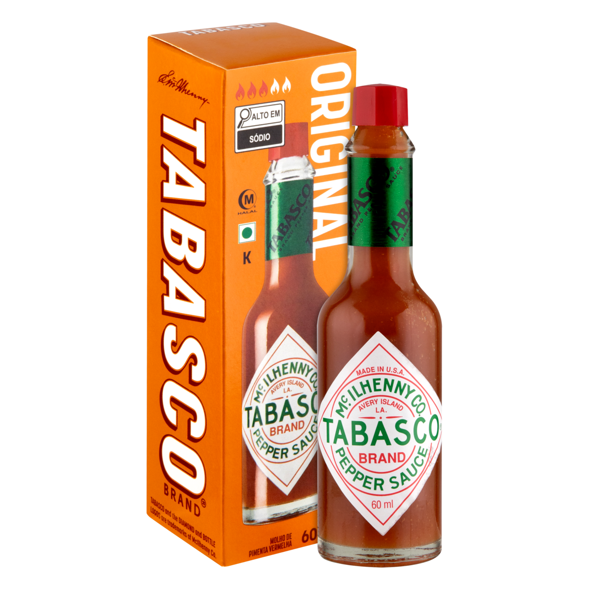 Molho de Pimenta Tabasco Vermelha Suave com Alho 60ml