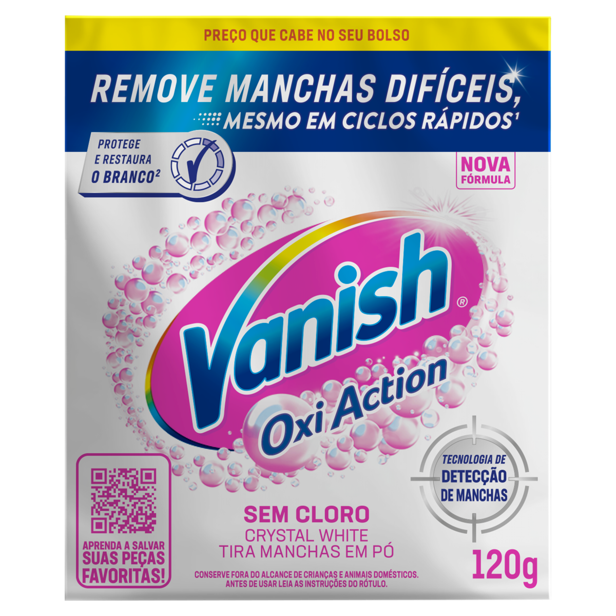 Tira-Manchas Pó Vanish Oxi Action Crystal White Sachê 120g