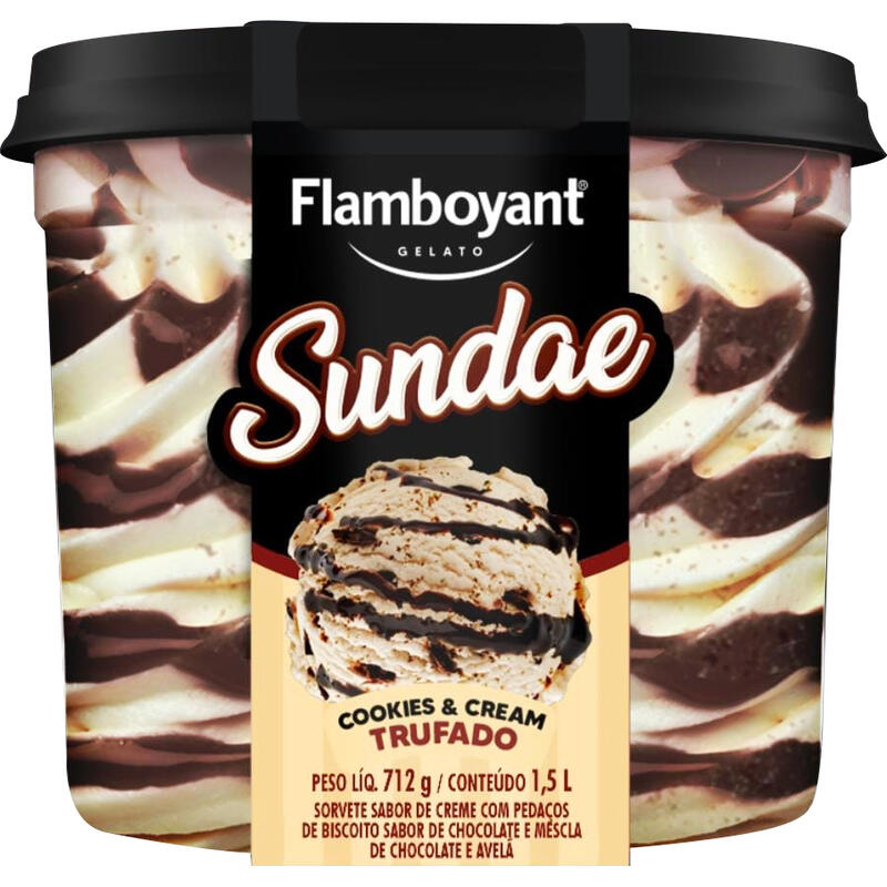Sorvete Flamboyant Cookies Trufado 1,5L