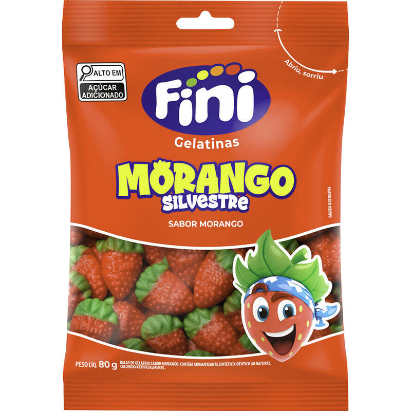 Bala de Gelatina Fini Morango 80g