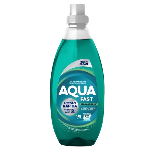 Lava-roupas Aquafast Líquido Ciclo Rápido Fresh Clean Ação Antiodor 1,5l
