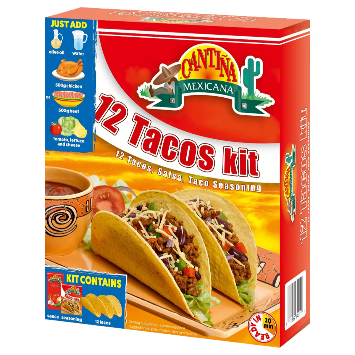 Kit Cantiña Mexicana Taco + Molho + Temperos 12 Unidades