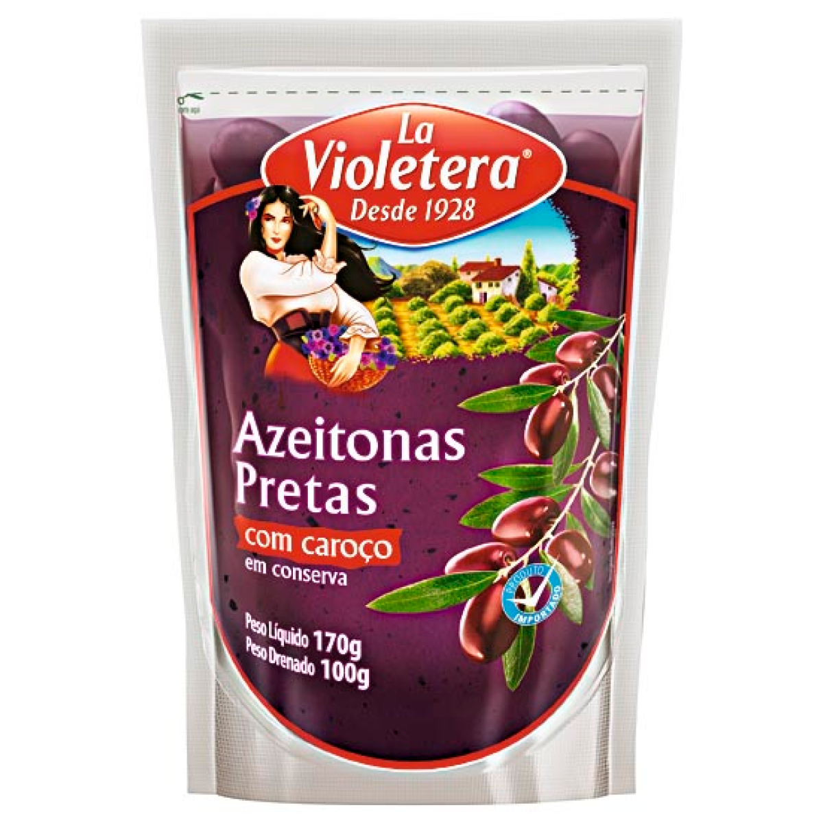 Azeitona Preta LA VIOLETERA Pote Peso Liquido 330g Peso Drenado 200g