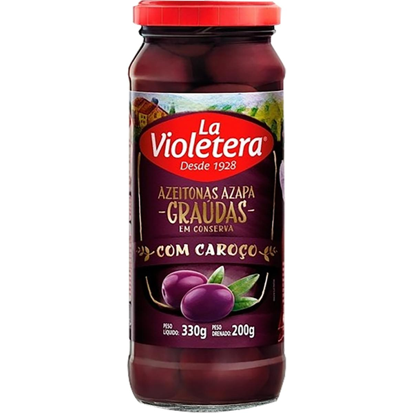 Azeitona Preta LA VIOLETERA Pote Peso Liquido 330g Peso Drenado 200g