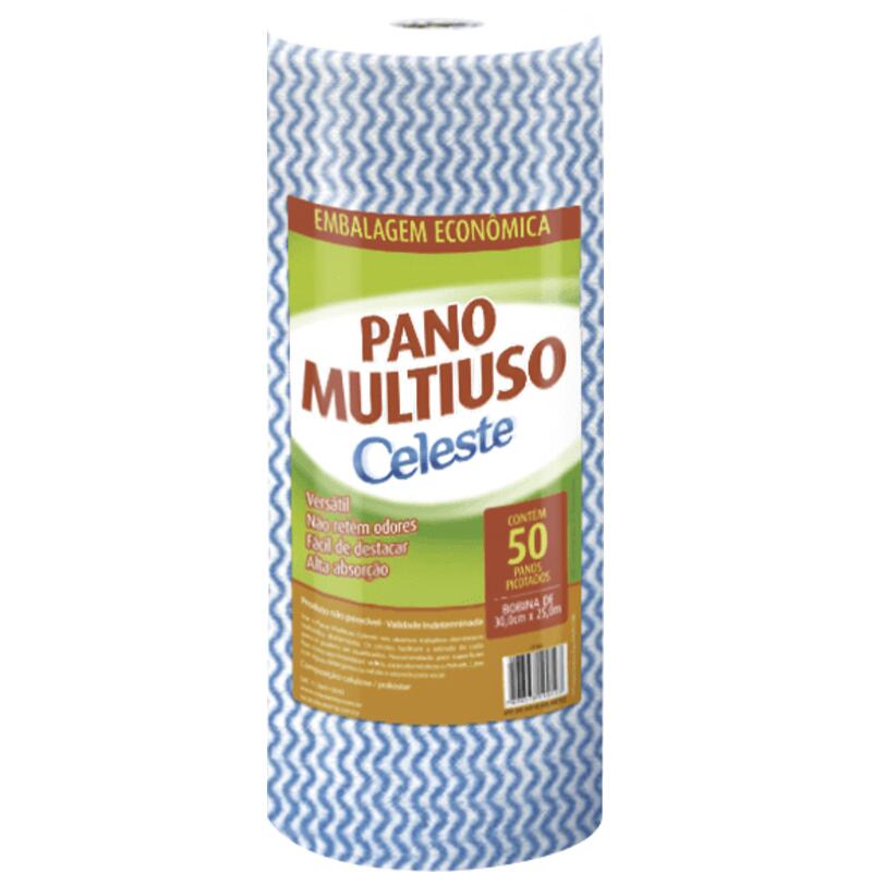 Pano Multiuso Celeste 30cm x 25m - Azul 50 un