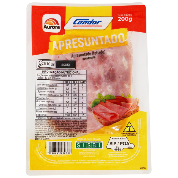 Apresuntado Aurora Condor 200g - Fatiado