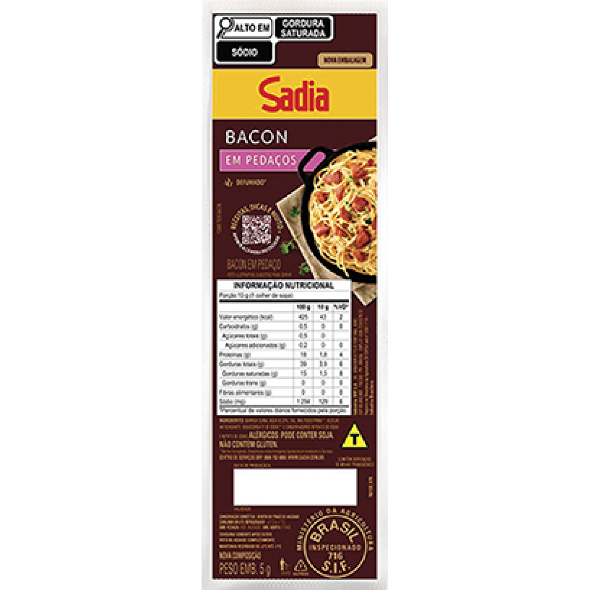 Bacon Defumado Sadia Pedaço 400g