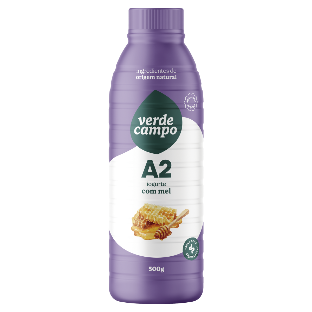 Iogurte Integral Mel Tipo A2A2 Zero Lactose Verde Campo Garrafa 500g