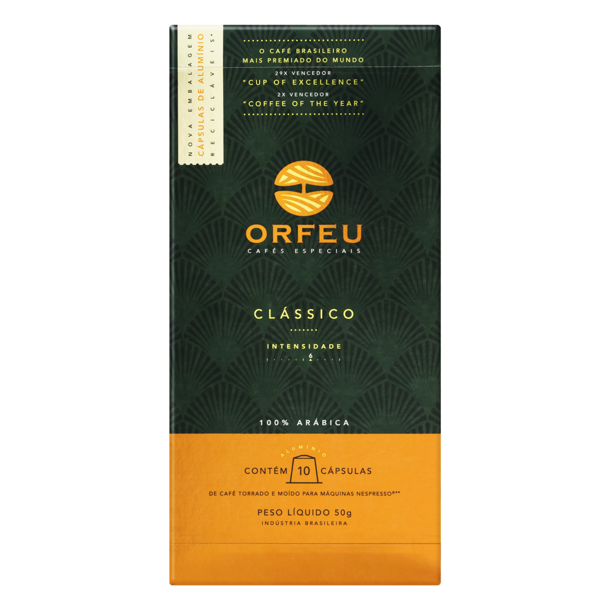 Café em Cápsula Torrado e Moído Clássico Orfeu Caixa 50g 10 Unidades
