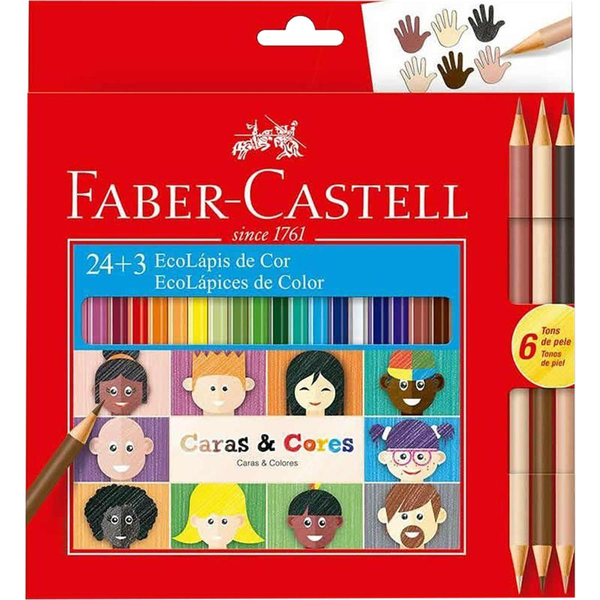 Lápis de Cor Ecolápis Faber-Castell Com 24 + 3 Cores