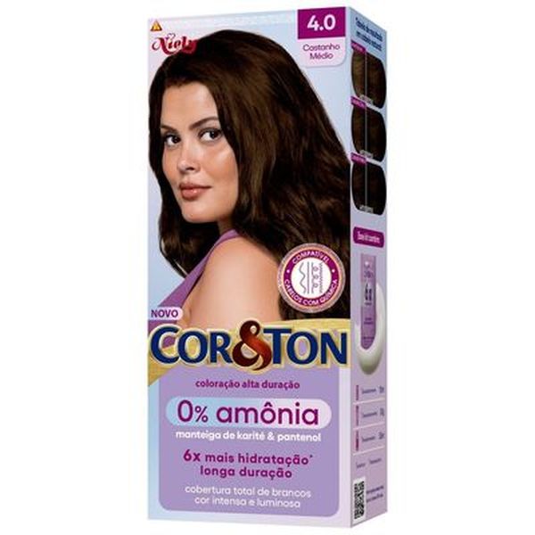 Coloração COR&TON Sem Amônia Castanho Médio 4.0