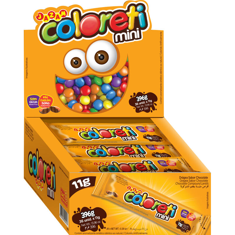 Confeito de Chocolate Jazam Coloreti 36x11g