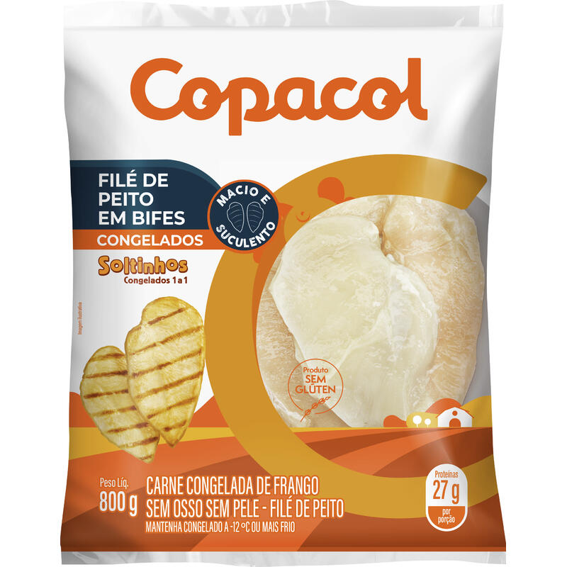 Filé de Peito Copacol Frango em Bifes Congelado IQF 800g