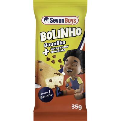 Bolinho Baunilha com Gotas de Chocolate Seven Boys Pacote 35g