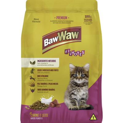 Alimento para Gatos Baw Waw Filhotes Carne e Leite 1kg