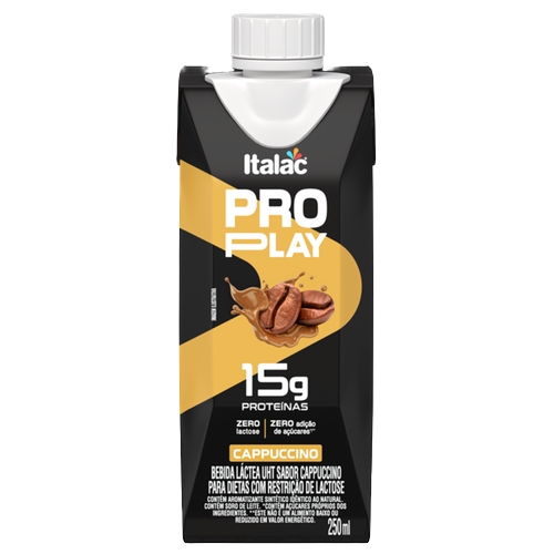 Bebida Láctea Italac Pro Play 15g Zero Lactose Sabor Cappuccino 250ml