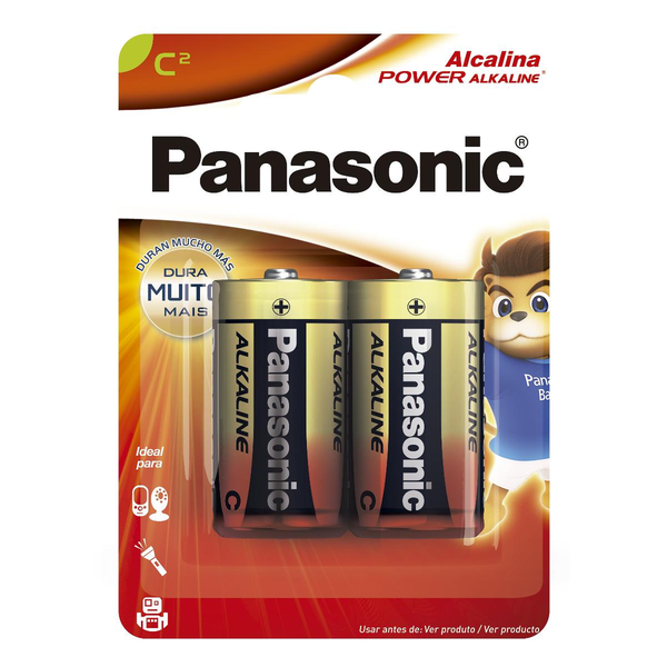 Pilha Alcalina Panasonic Média - Com 2 Pilhas