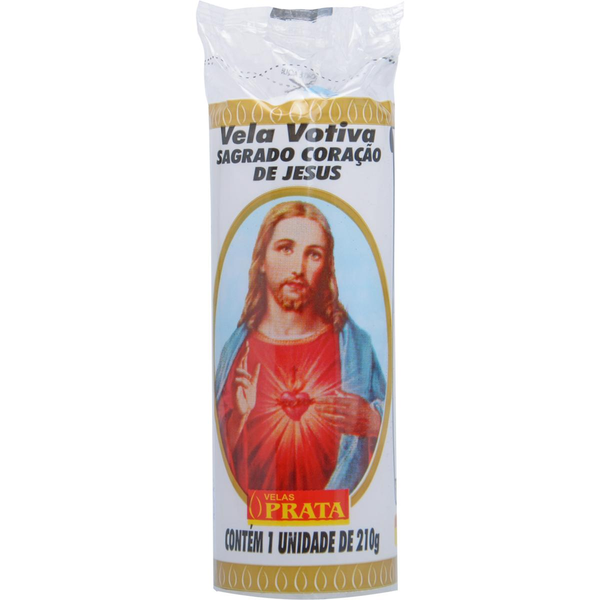 Vela Prata Votiva 210g - Sagrado Coração de Jesus