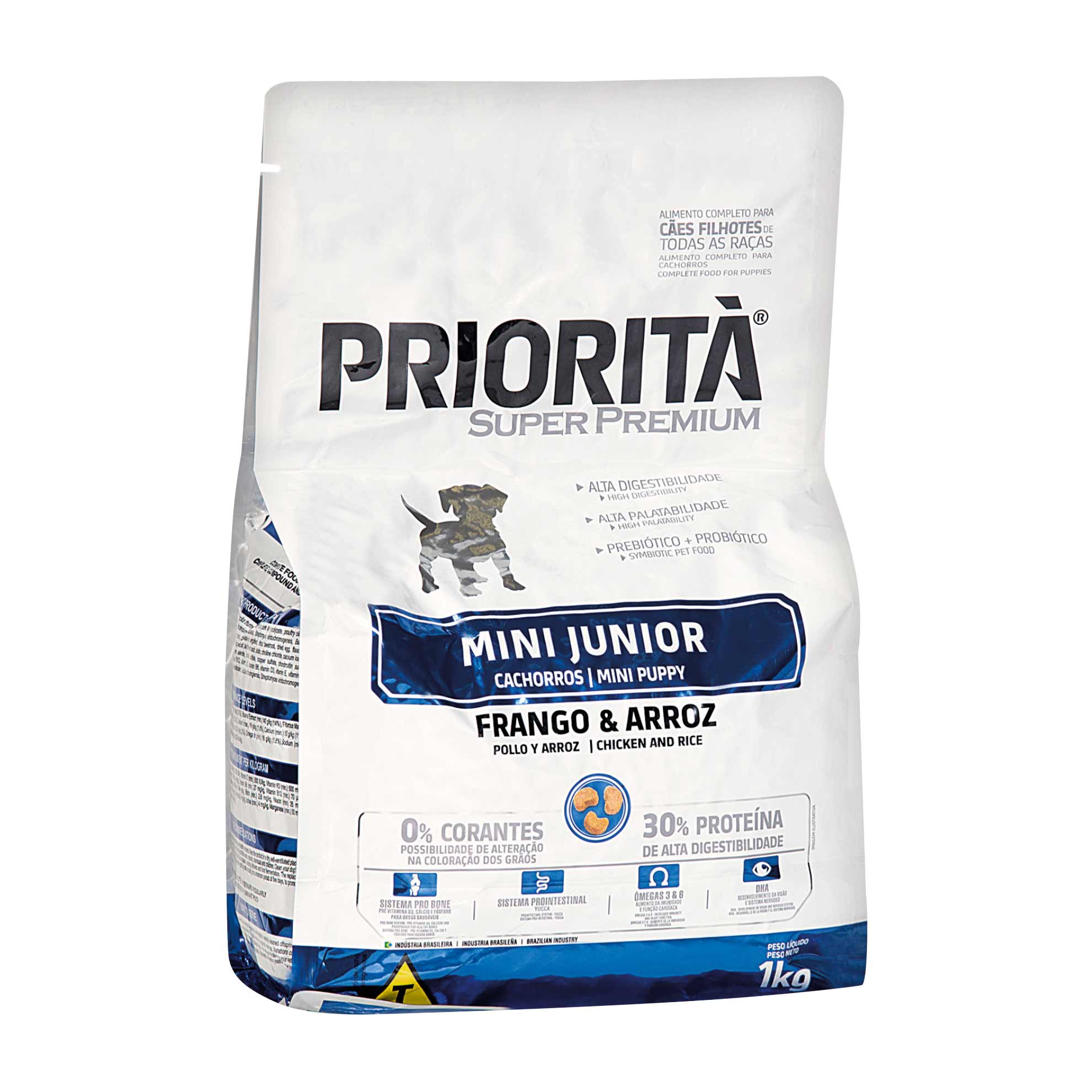 Ração para Cães Priorità Super Premium Mini Junior Frango e Arroz 1kg