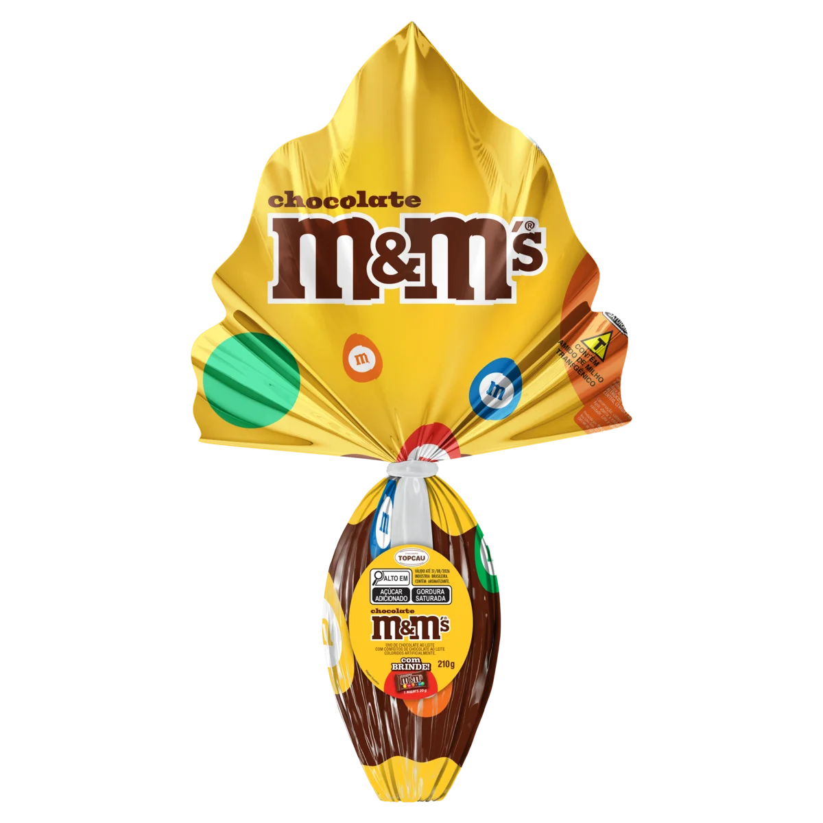 Ovo de Páscoa ao Leite com Confeitos de Chocolate ao Leite M&M's Topcau 190g Vem com M&M's 20g