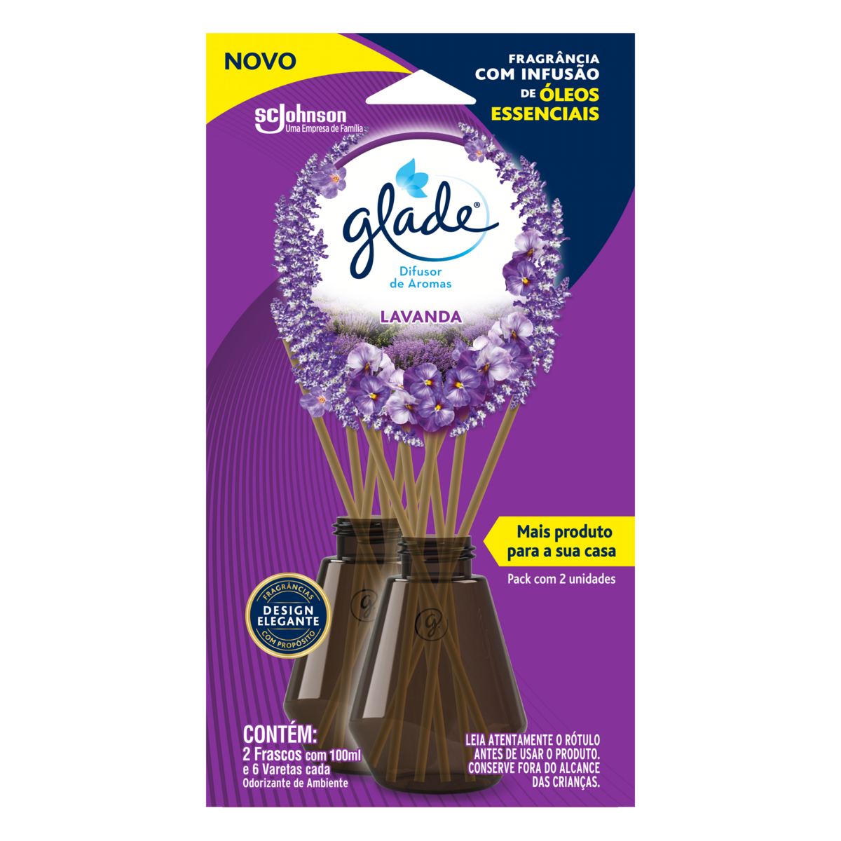 Difusor de Aromas GLADE Lavanda com 2 unidades de 100ml cada