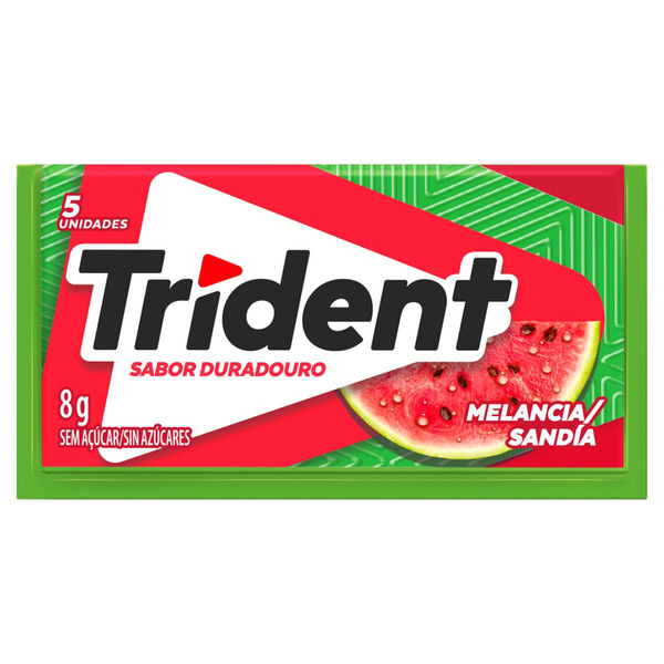 Chiclete Trident Melancia Sem Açúcar 8g - Embalagem com 5 unid.