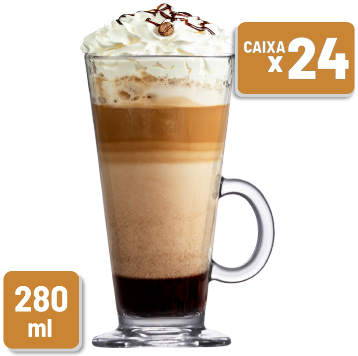 Caneca para Café/Capuccino Vidro 280ml Caixa c/ 24 un