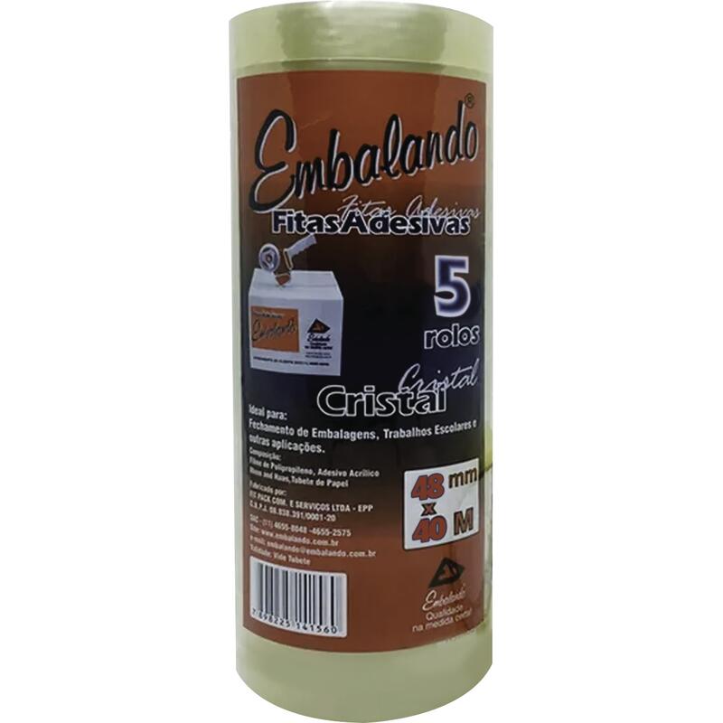 Fita Adesiva Embalando Cristal - 48mmx40m 5 un
