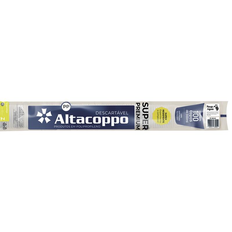 Copo Plástico Desc Altacoppo ABNT 300ml Transp 100un