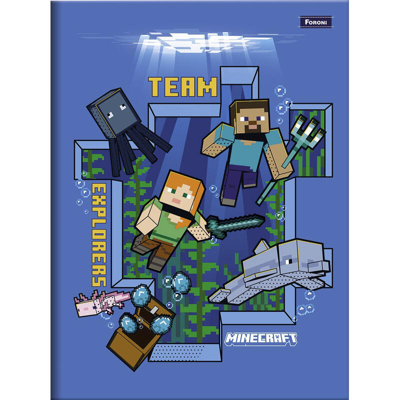 Caderno Minecraft Foroni Costurado 80 folhas un