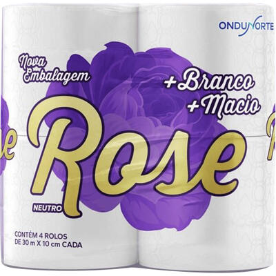 Papel Higiênico Rose Folha Simples 30m 4 rolos